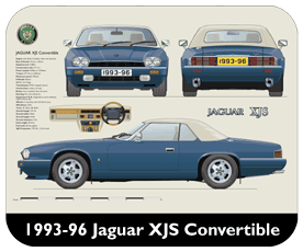 Jaguar XJS Convertible 1993-96 Place Mat, Small
